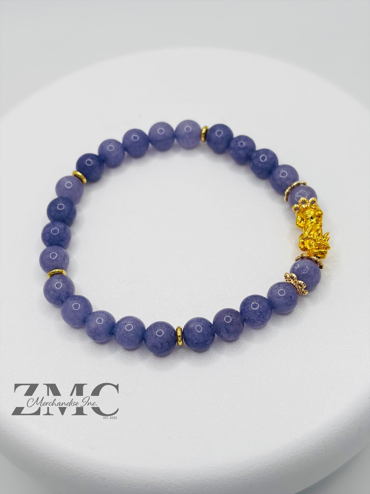 18K Gold Lucky Piyao/ Pi Xiu Lavender Amethyst Bracelet ( Hollow Empty Inside) Small