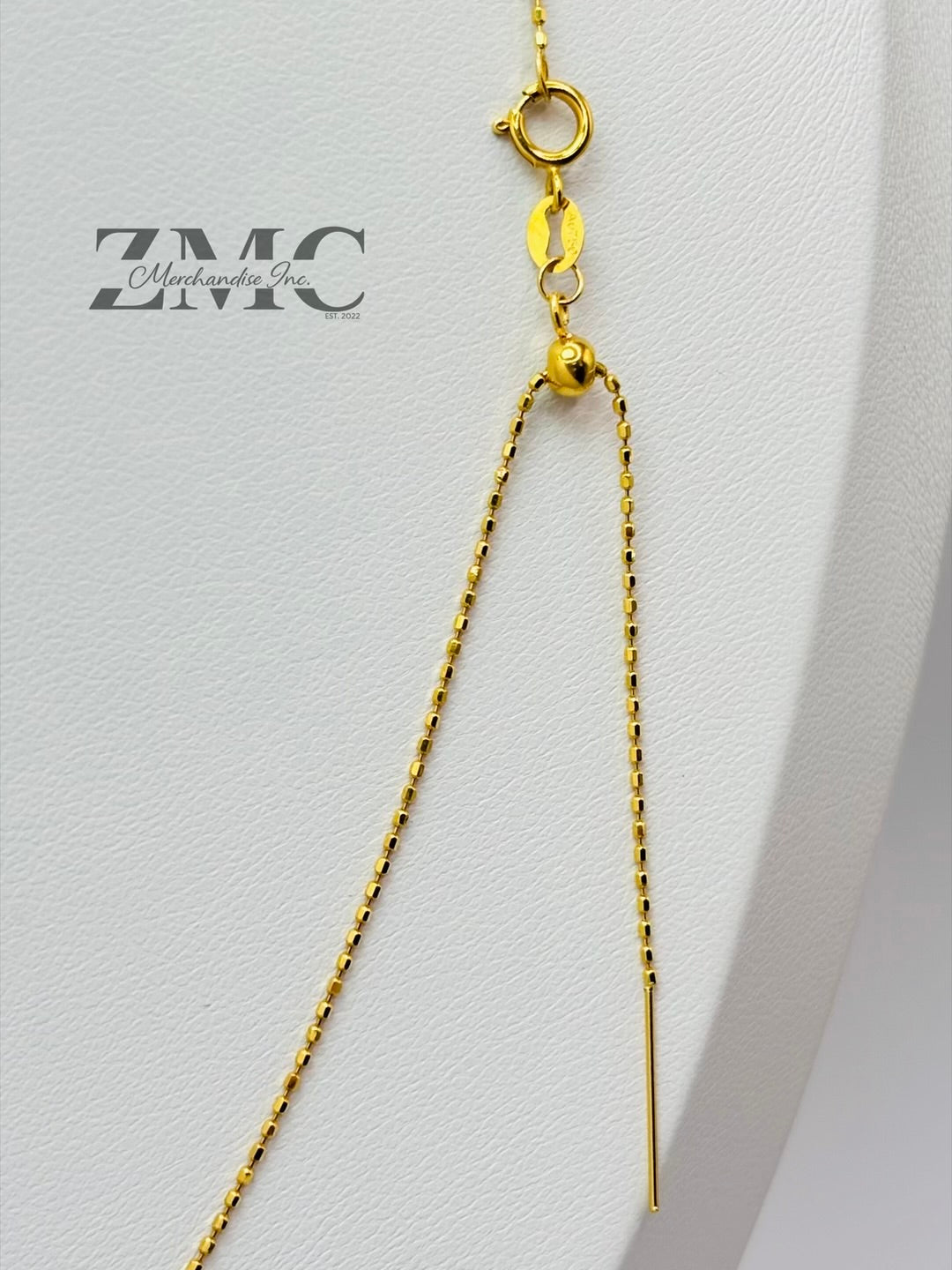 18K Gold Beaded Slider Adjustable Chain