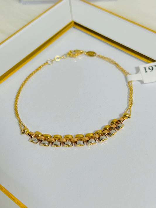 18K Gold Rose and White Gold Combination Bracelet