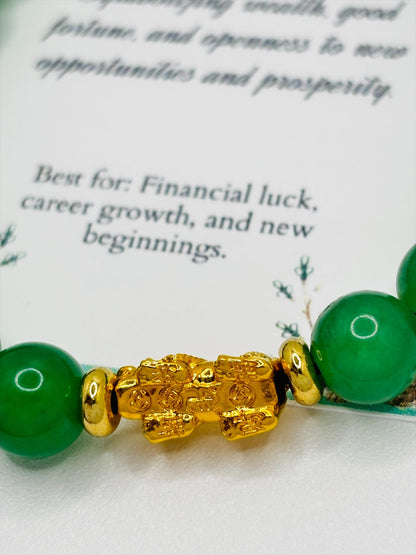18K Gold Lucky Piyao/ Pi Xiu Aventurine Bracelet ( Hollow Empty Inside) SMALL PIYAO