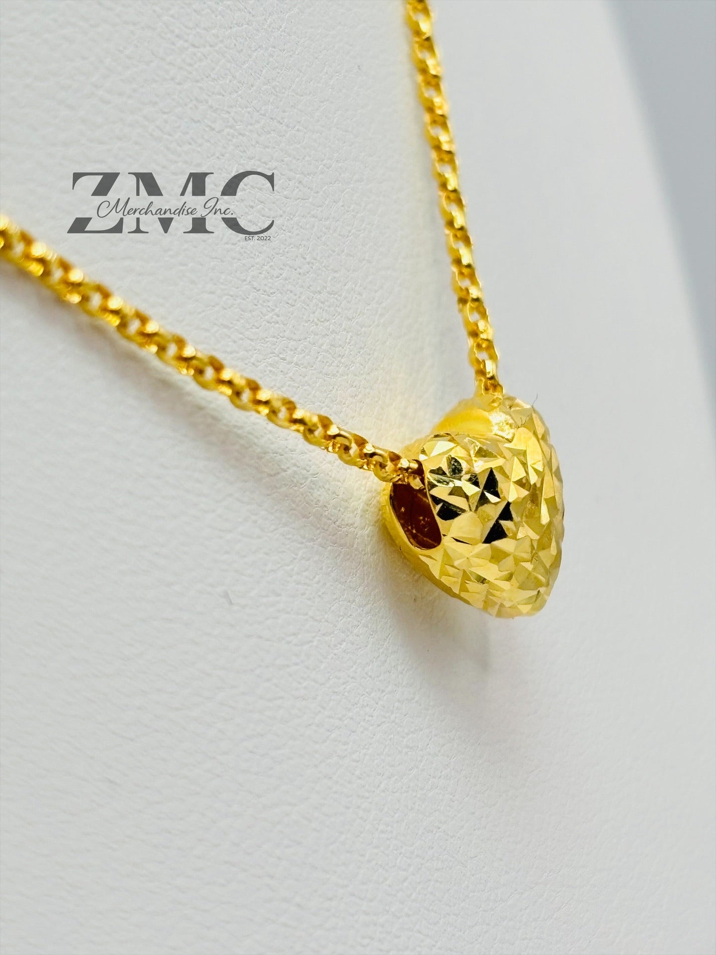 18K Gold Diamond Cut Small Ivana Heart Necklace