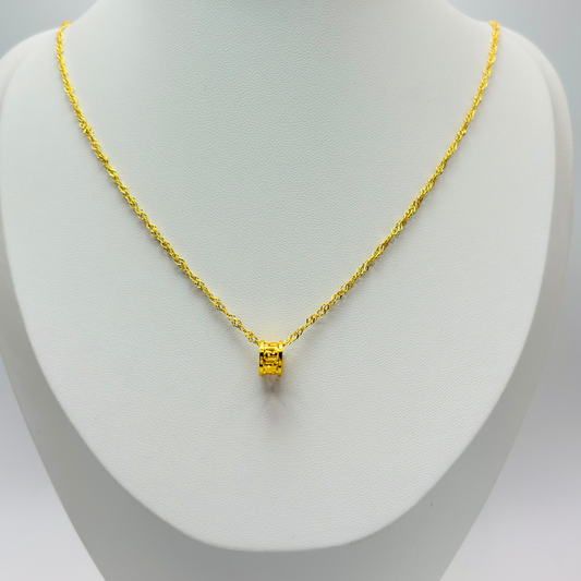 18K Gold Solid Barrel Necklace