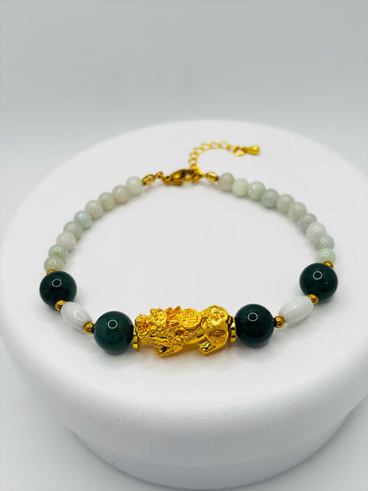18K Gold Lucky Piyao/ Pi Xiu  Jade Bracelet Bracelet( Hollow Empty Inside) EXTRA LARGE PIYAO