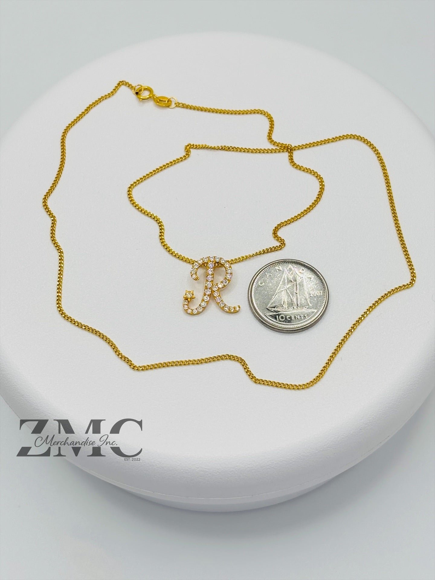 18K Gold Initial R Necklace