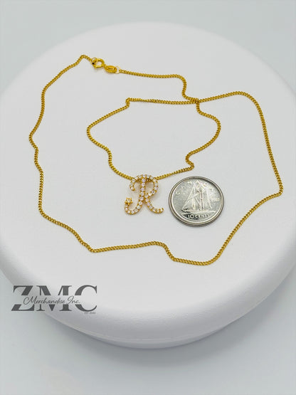 18K Gold Initial R Necklace