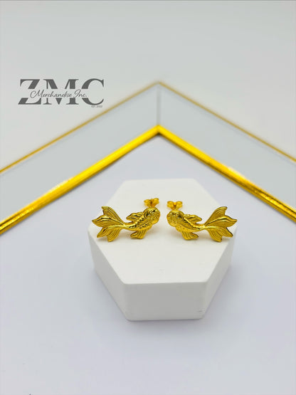 18K Gold Lucky Koi Fish Earrings