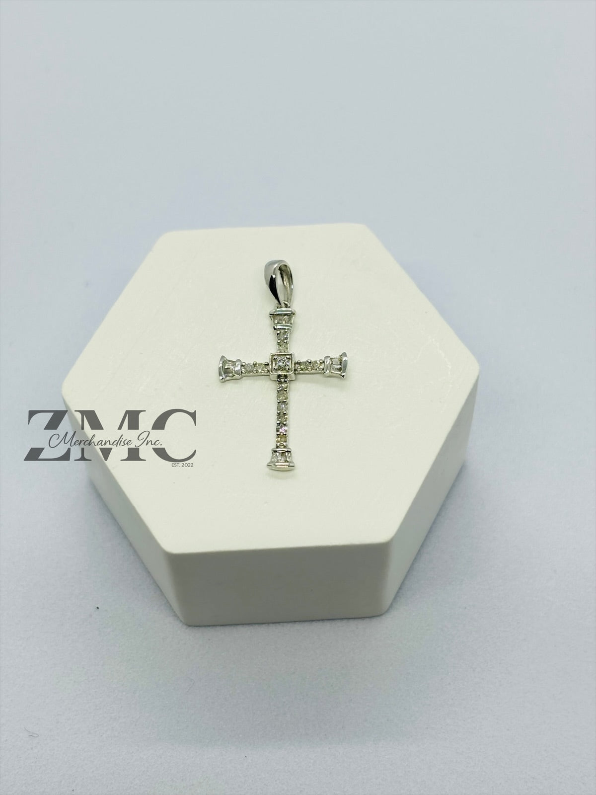 K18 Japan White Gold Cross Pendant 0.15 carat Natural Diamond