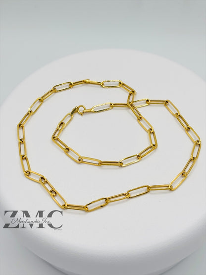 18K Gold Paperclip Chain 10 mm Link