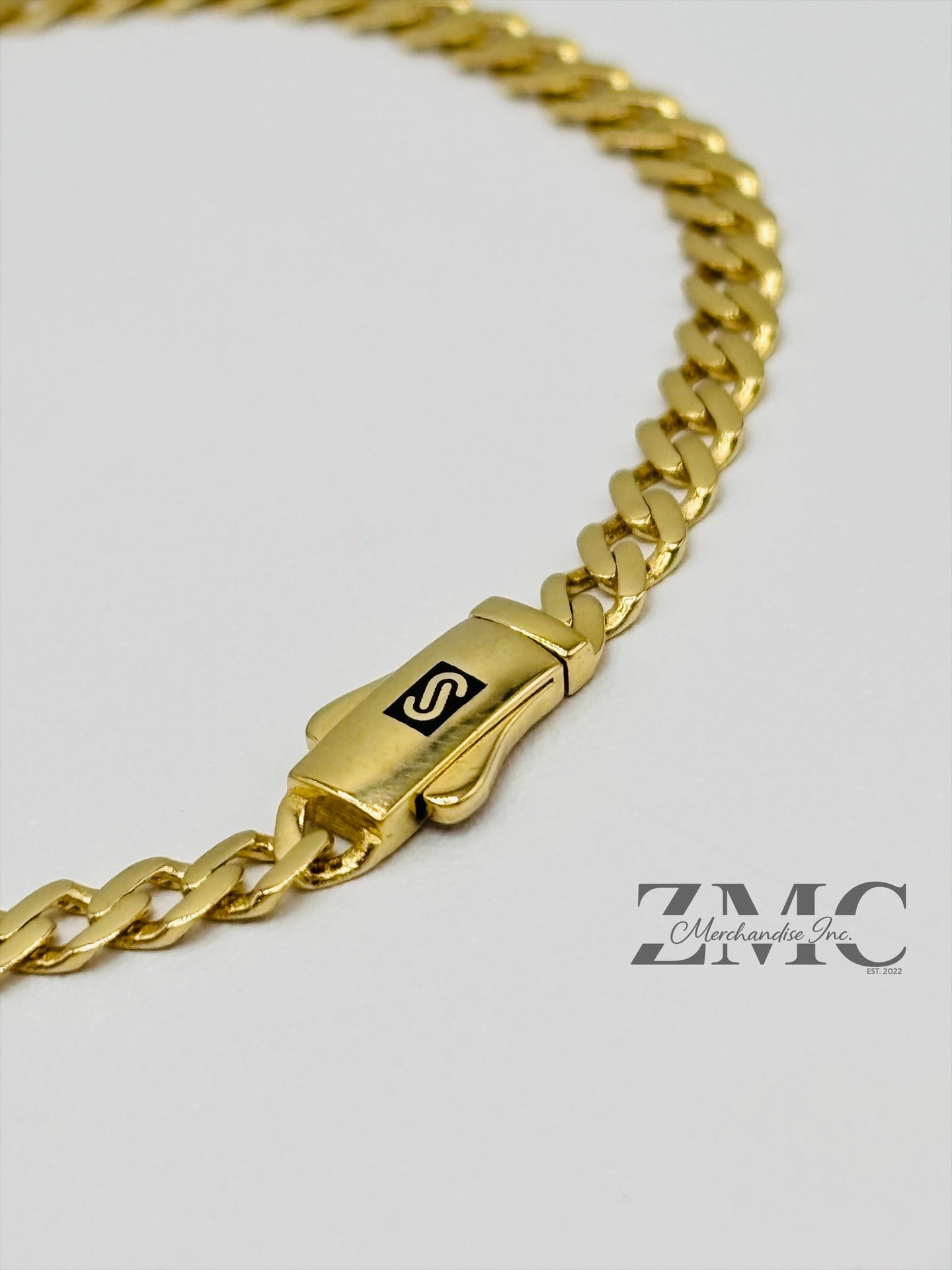 18K Gold M Plain Bracelet