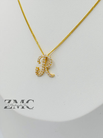18K Gold Initial R Necklace