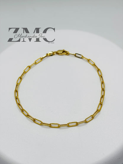 18K Gold Mini Paperclip Bracelet