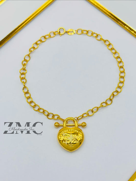 18K Gold Heart Charm Bracelet