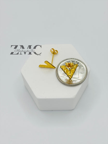 18K Gold V Earrings