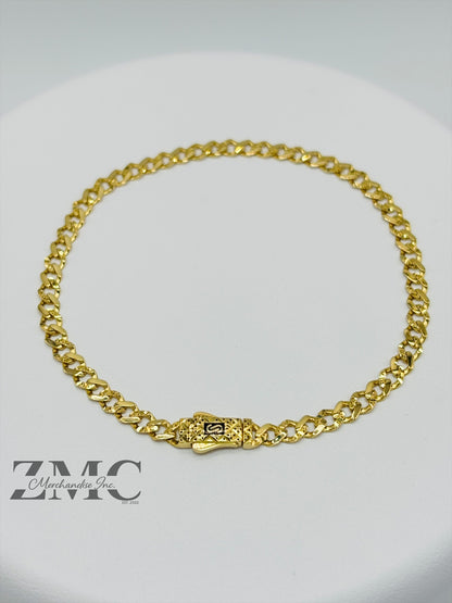 18K Gold M Diamond Cut Bracelet