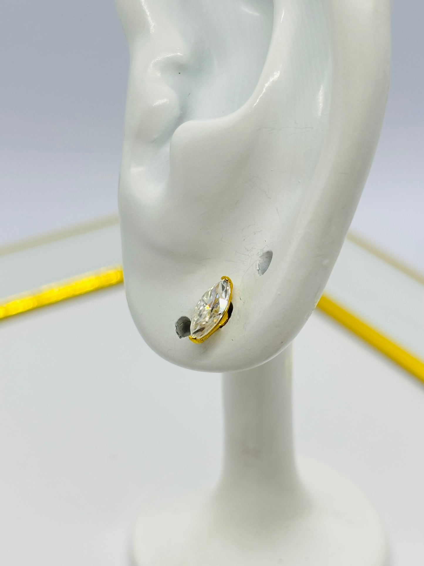 18K Gold Marquise Moissanite Diamond Earrings