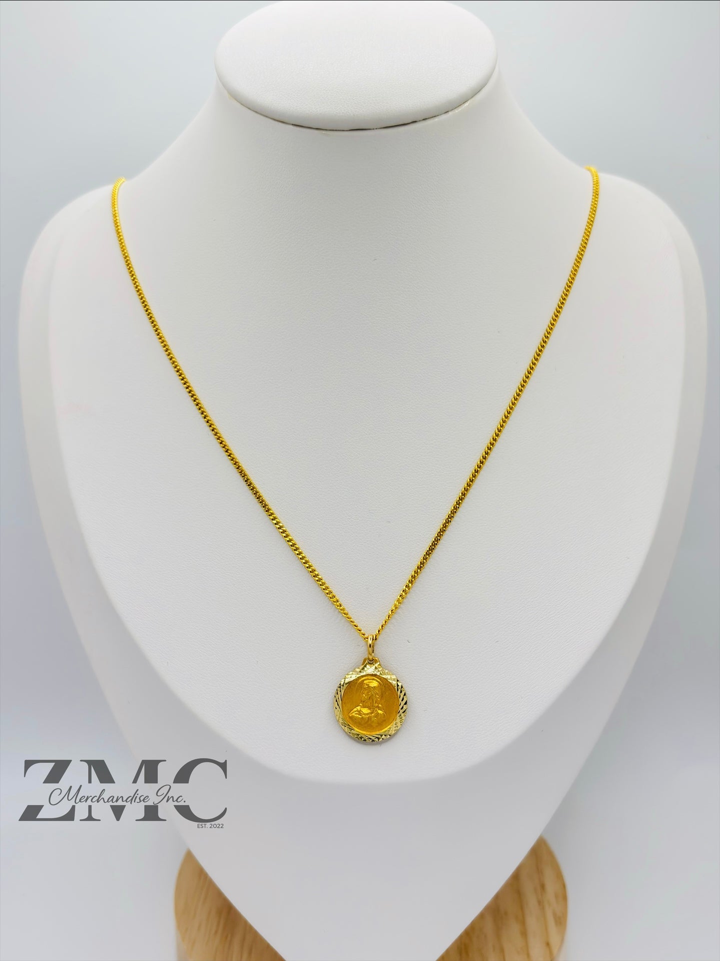18K Gold Jesus/Mary Necklace