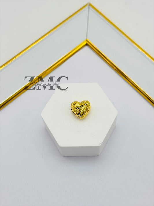 18K Gold Diamond Cut Heart Pendant