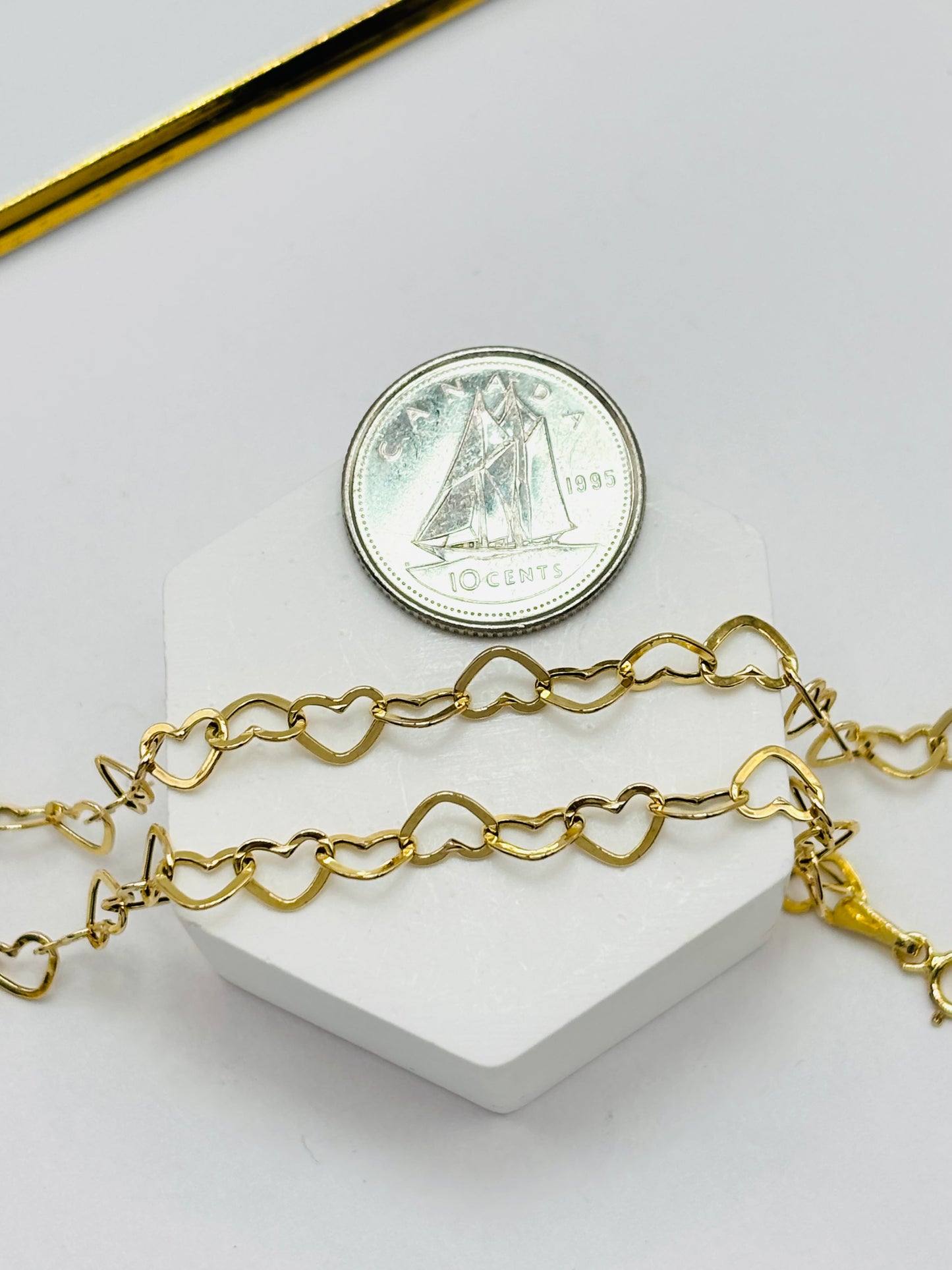 18K Gold Heart Necklace/Chain 4mm