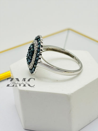 K18 Japan Gold Rare Blue and White Natural Diamond Ring 1.00 carat