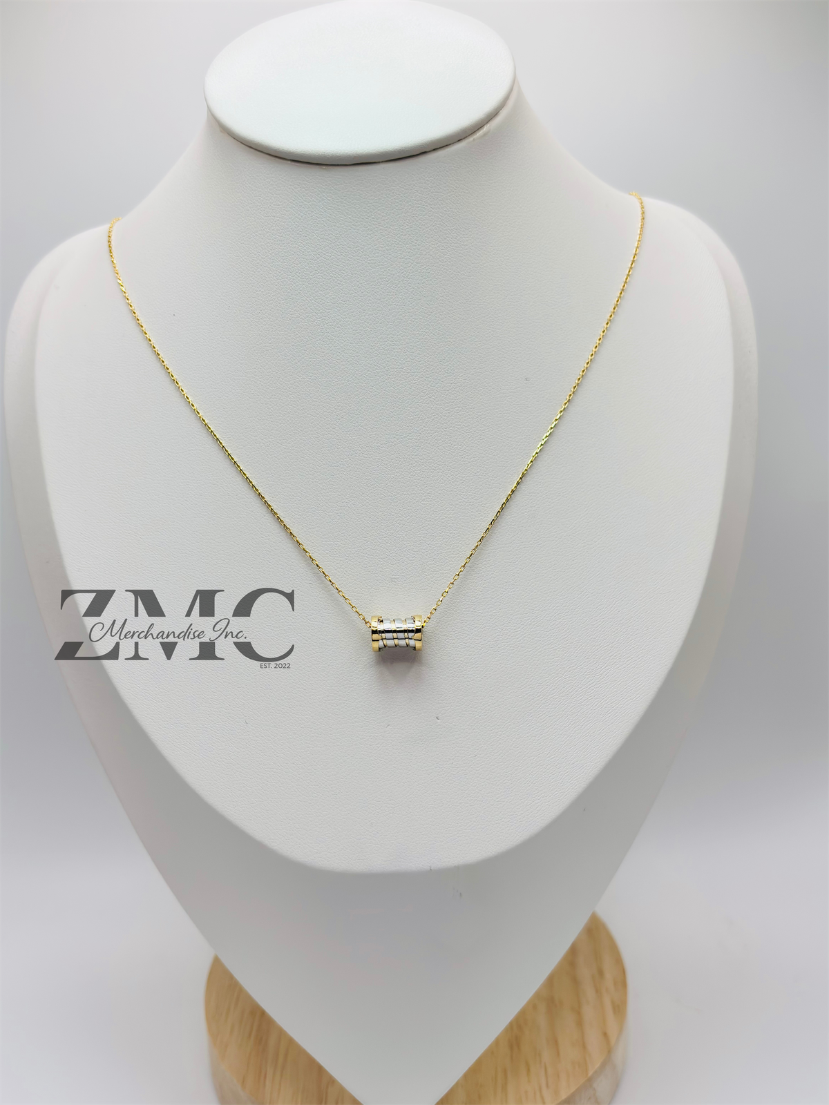 18K Gold Barrel Necklace