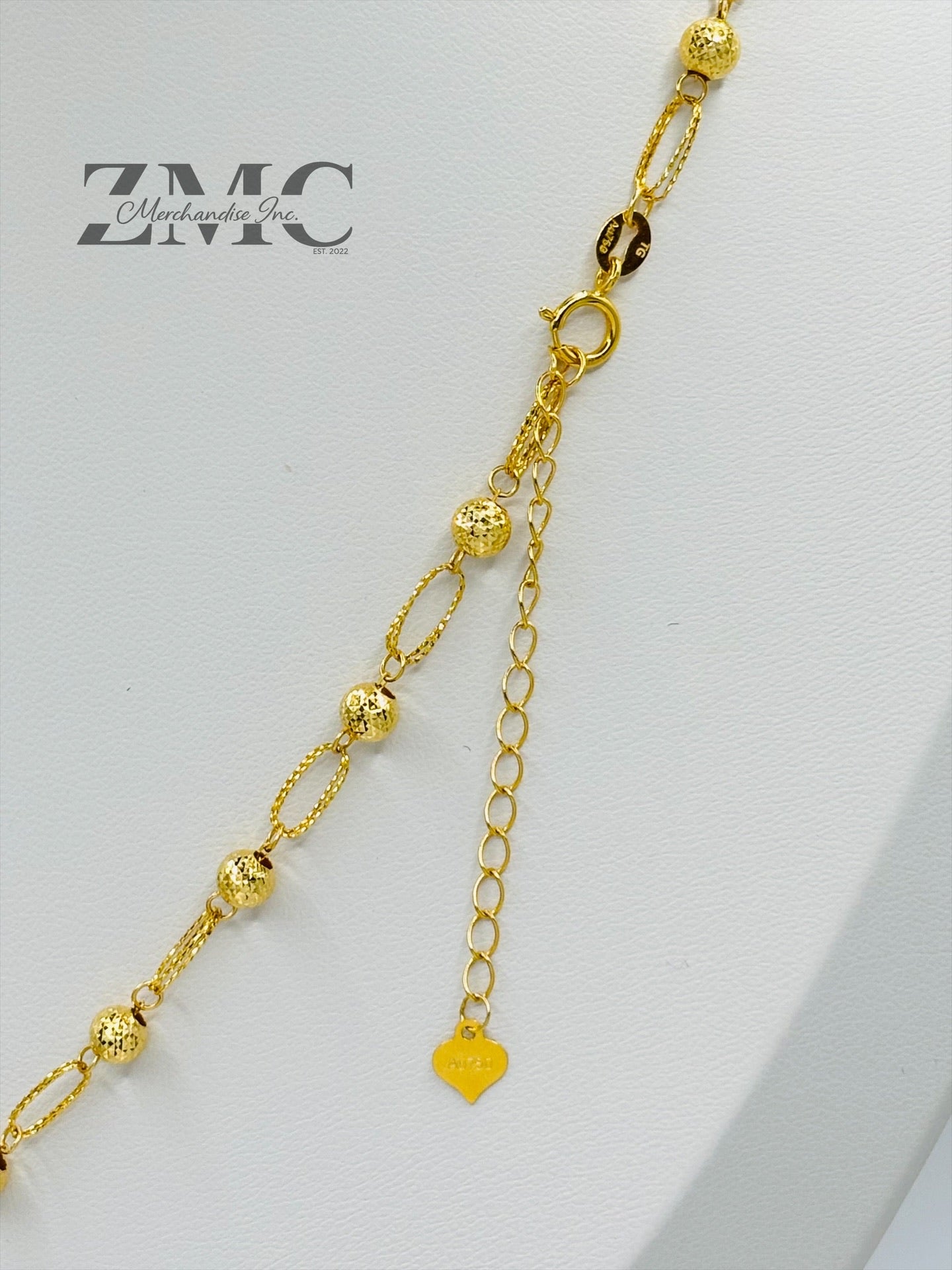18K Gold Diamond Cut Ball Earrings and Necklace Set