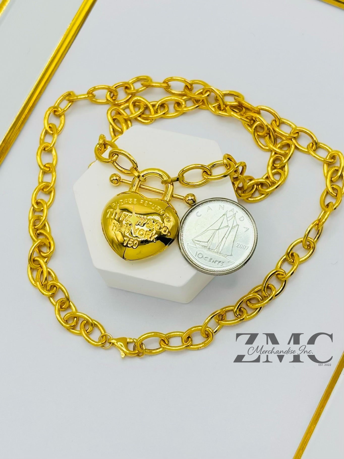 18K Gold Heart Attached Necklace