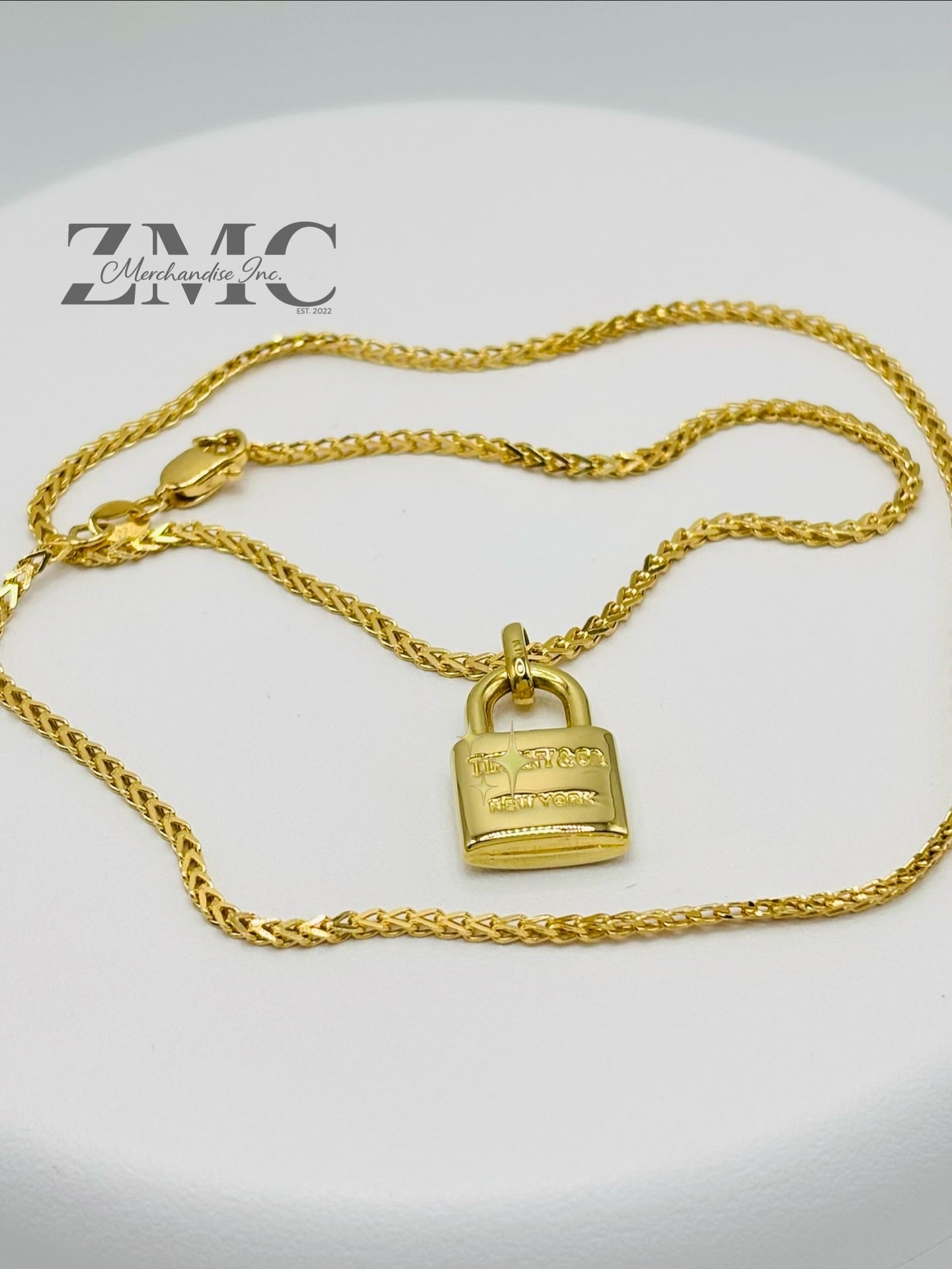 18K Gold Foxtail Padlock Necklace