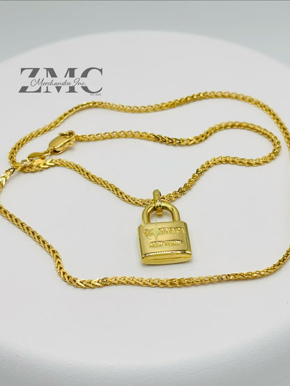 18K Gold Foxtail Padlock Necklace