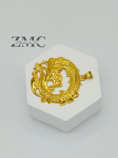 18K Gold Circle Dragon Pendant