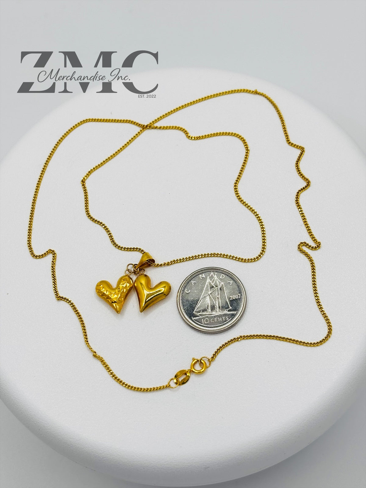 18K Gold Double Heart Necklace