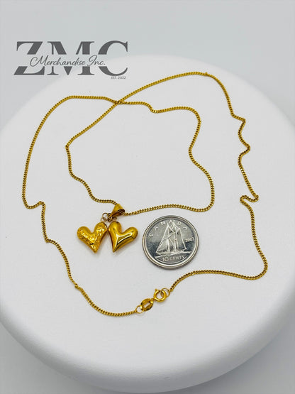 18K Gold Double Heart Necklace