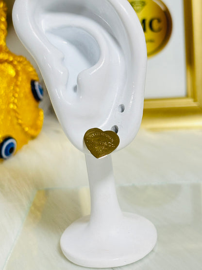 18K Gold Flat Heart Earrings
