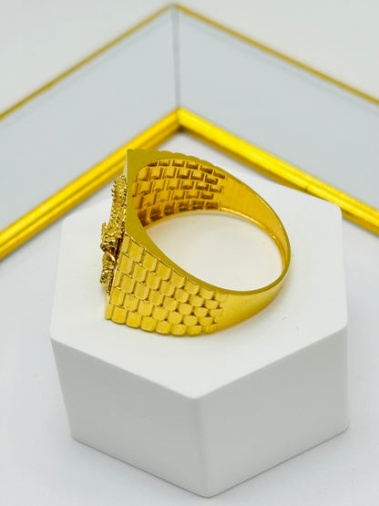 18K Gold Men's Ring with Dragon