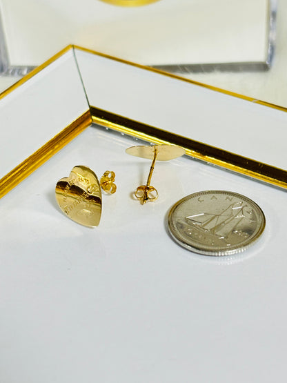 18K Gold Flat Heart Earrings