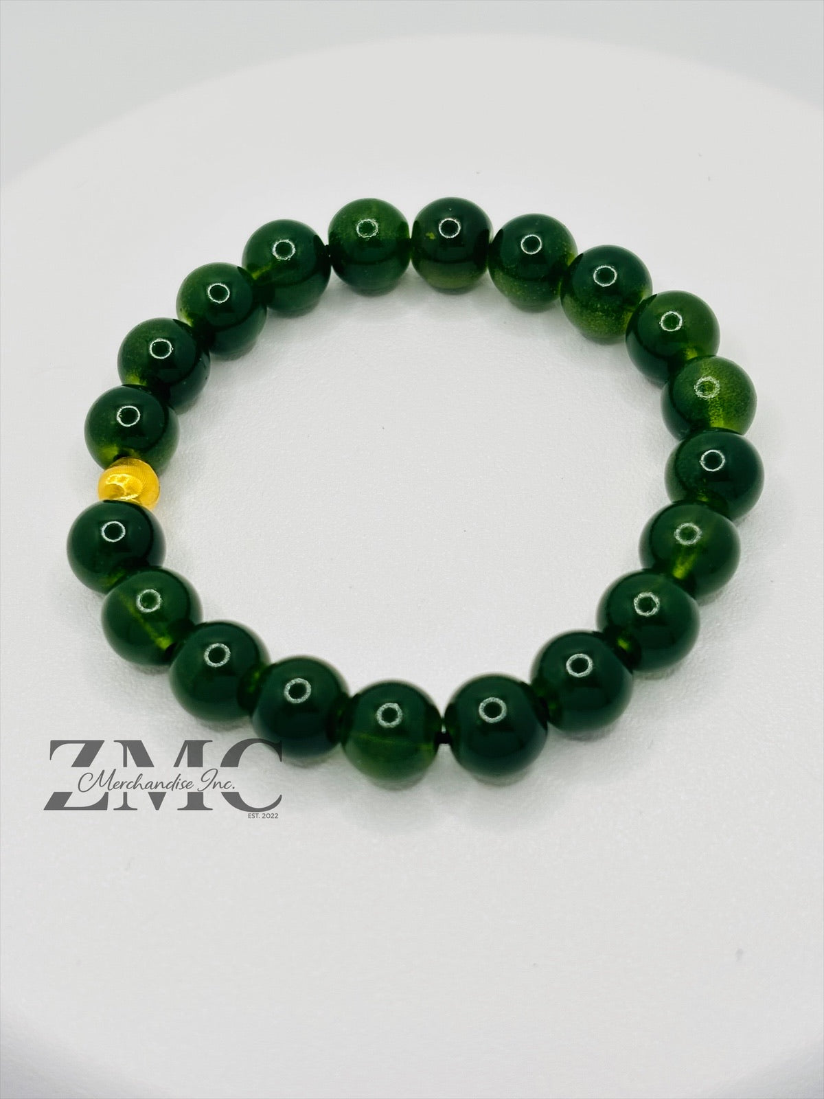 18K Gold Cats Eye Ball with Green Stone