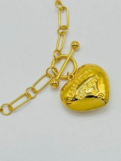 18K Gold Heart Attached Bracelet