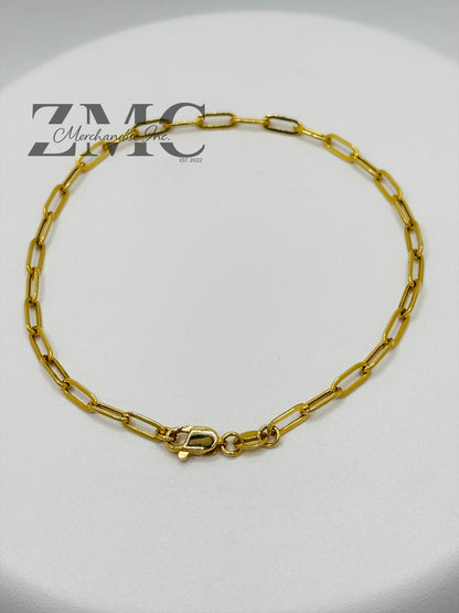 18K Gold Mini Paperclip Bracelet