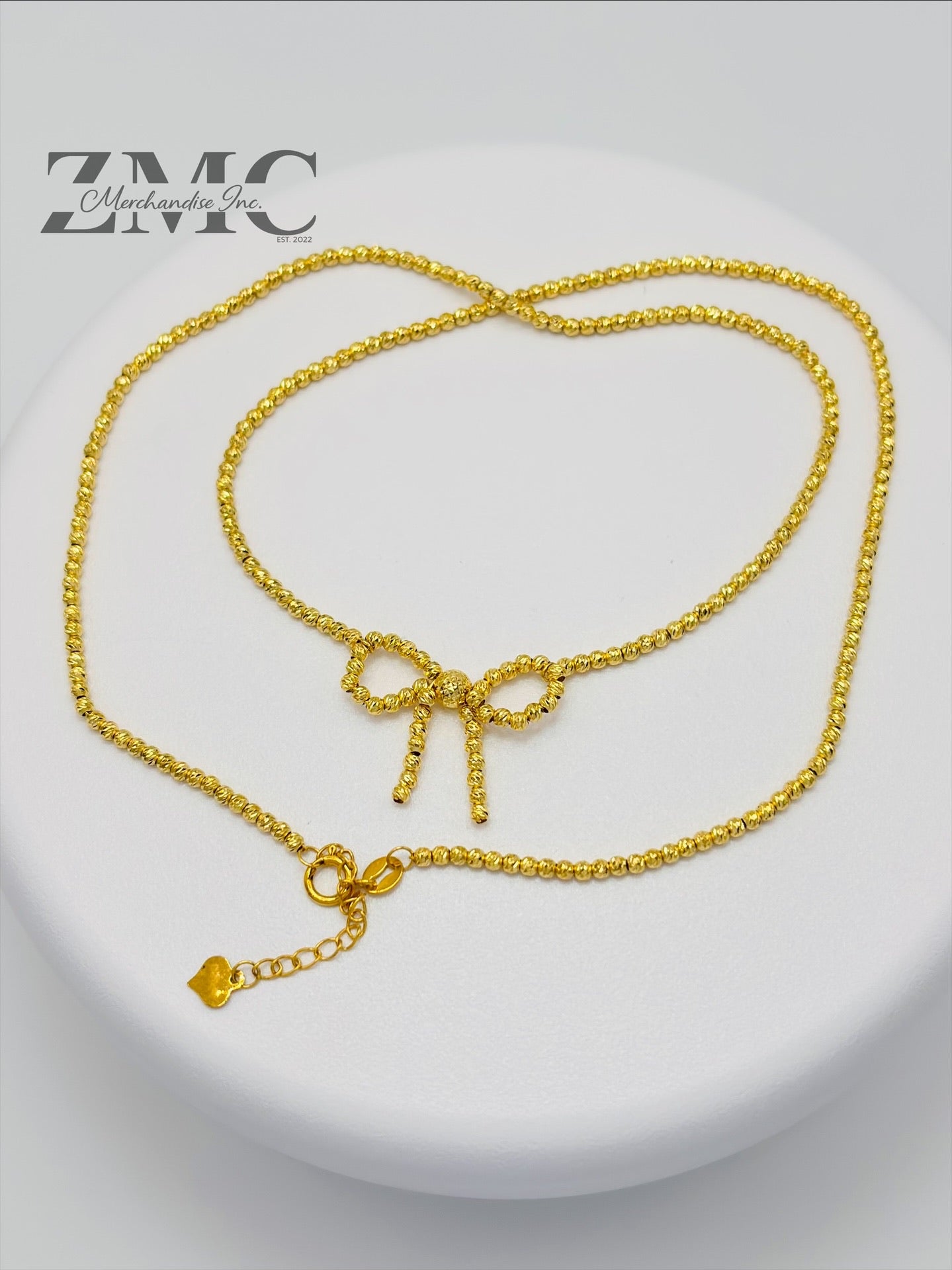 18K Gold Mirror Ball Ribbon Necklace