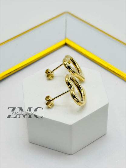 18K Gold Open Heart Earrings