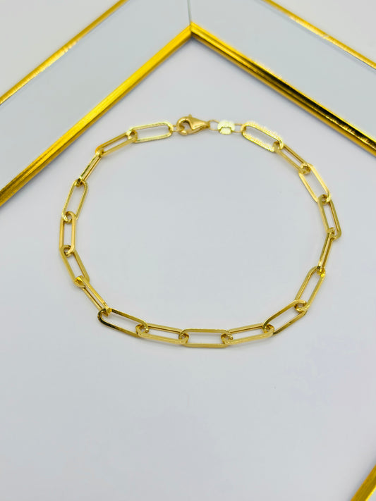 18K Gold Paperclip Bracelet