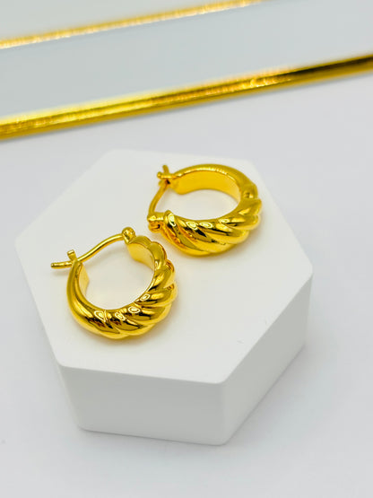 18K Gold Loop Earrings (Electroform)