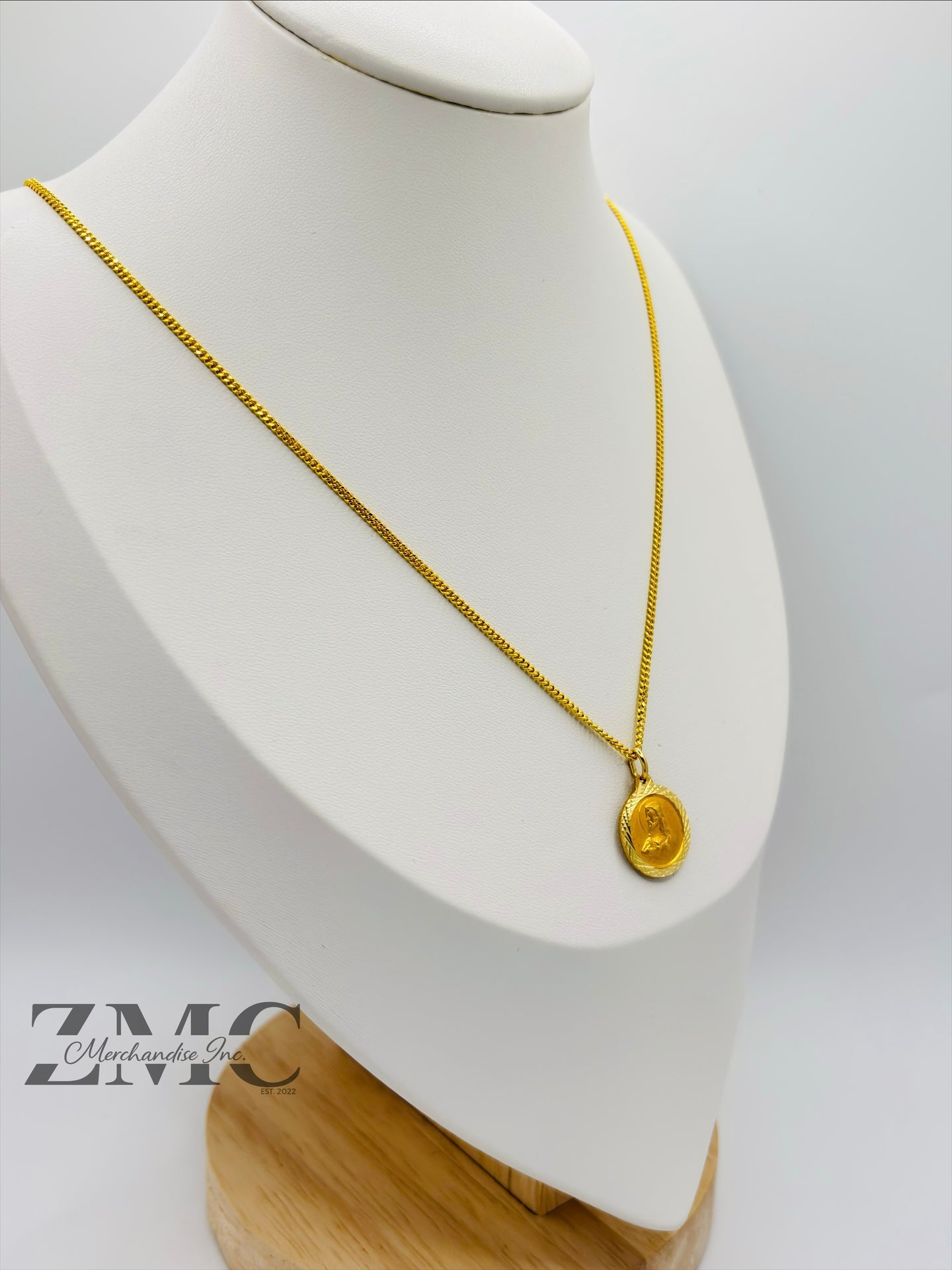 18K Gold Jesus/Mary Necklace