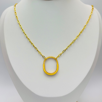 18K Gold Small Link Paperclip Interlock Necklace