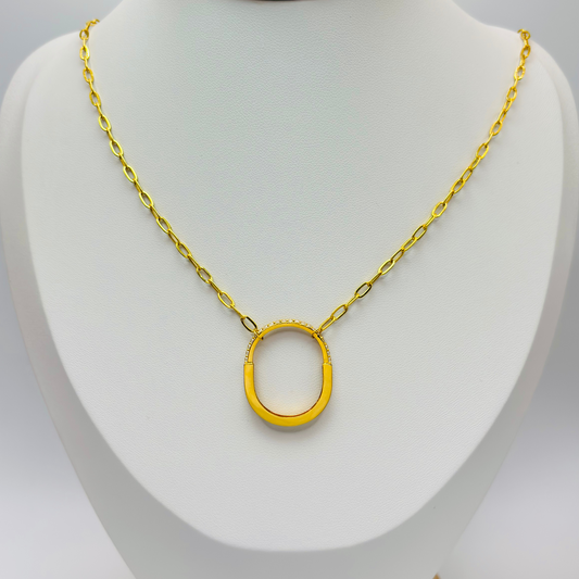 18K Gold Small Link Paperclip Interlock Necklace