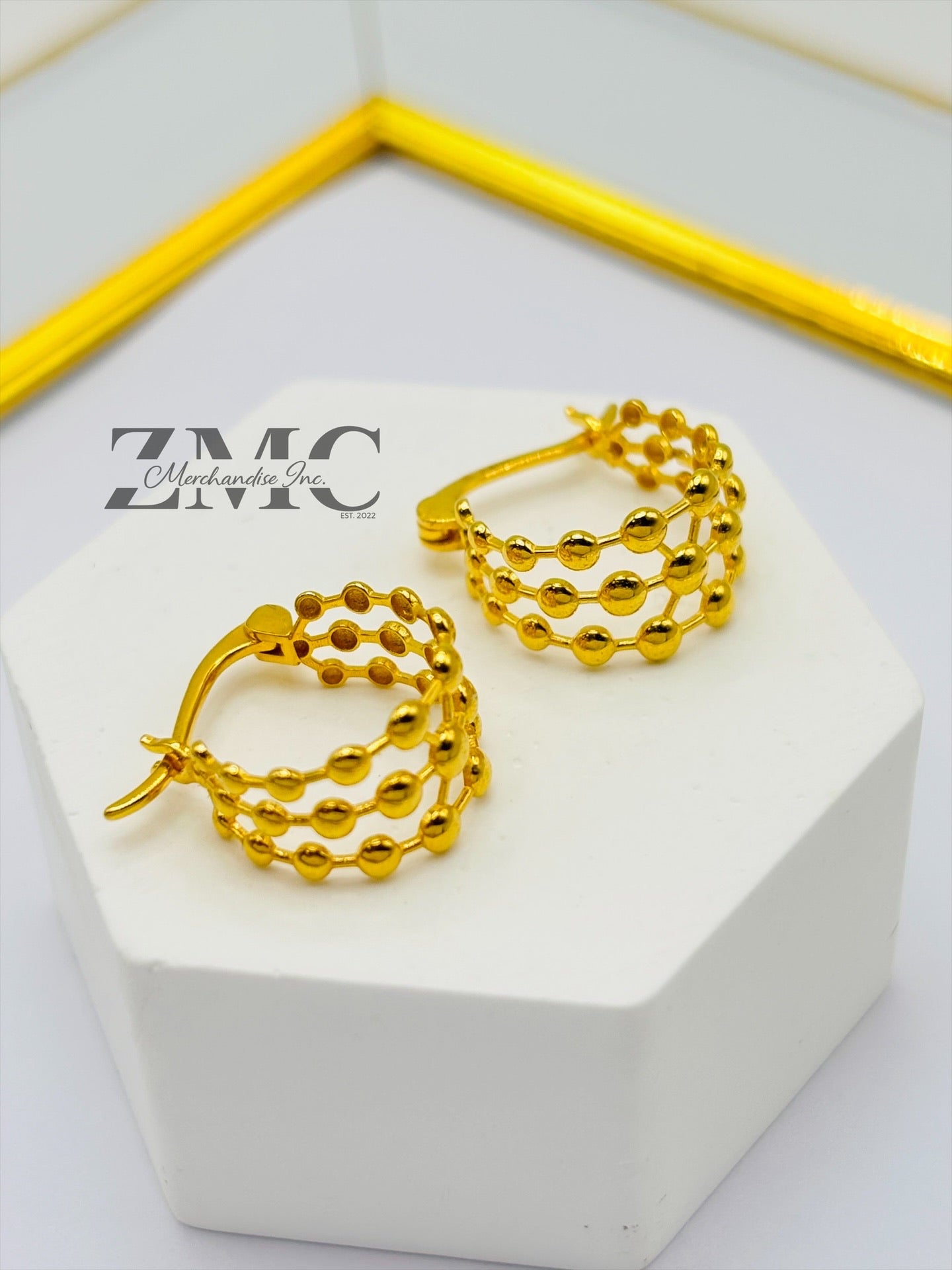 18K Gold Bubble Loop Earrings