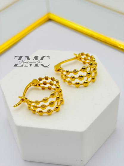 18K Gold Bubble Loop Earrings