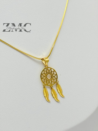 18K Gold Dream Catcher Necklace