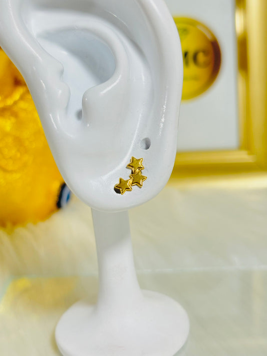 18K Gold 3 Star Earrings Earrings