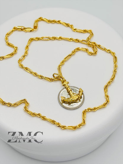 18K Gold Rope Anchor Necklace