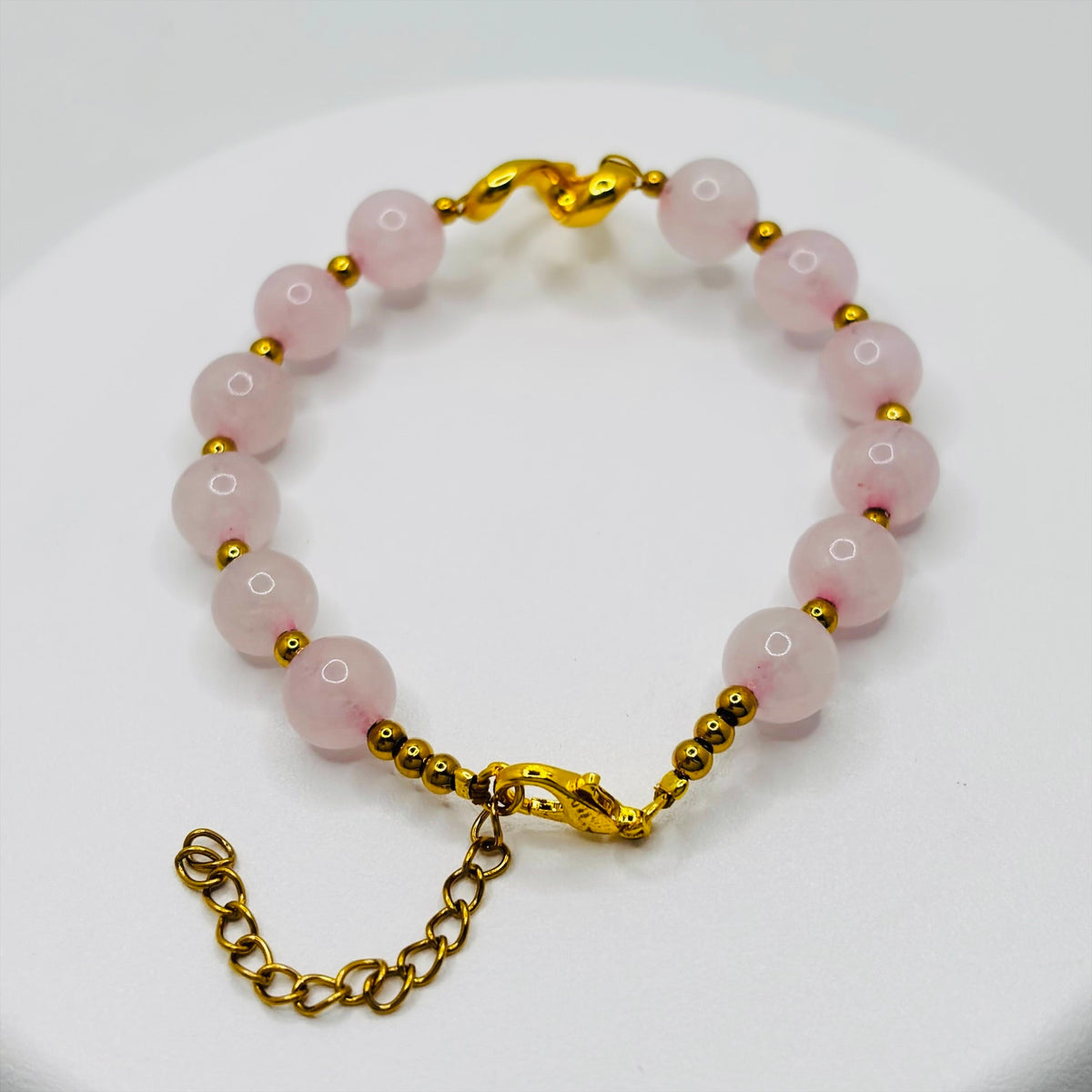 18K Gold Open Heart Rose Quartz Bracelet (Electroform Heart)